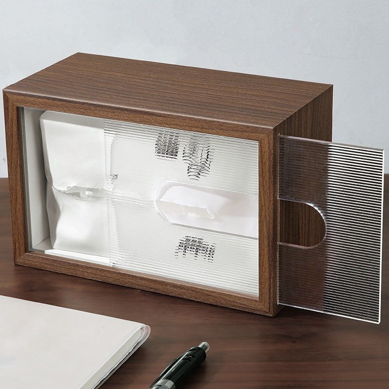 Walnut Colored Wooden Tissue Box - Image 4